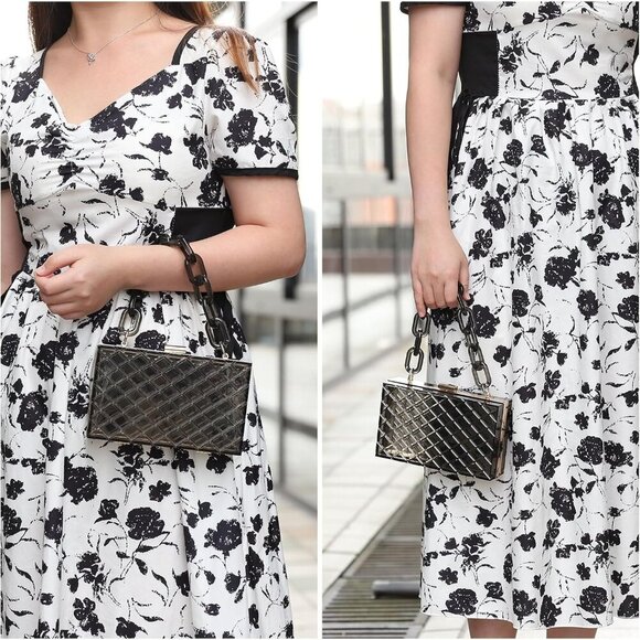 🆕Women Clear Acrylic Transparent Silver Crossbody Clutch Bag Square Handbag - Picture 5 of 6